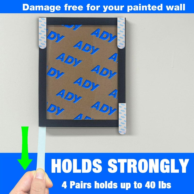 ADY Picture Hanging Strips Heavy Duty 40Pairs，Damage Free Removable Picture Hangers, Refill Adhesive Strips for Rent Room, Hook and Loop Strips Mounting Tape for Painted Wall - Image 3